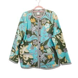 Vintage Provence D' Amour Womens XL Multi‎ Floral Reversible Jacket Quilted Boho